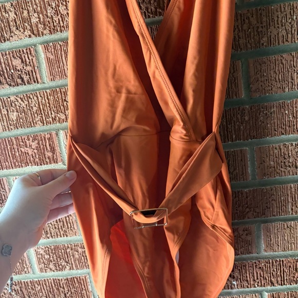 Grace Karin Orange One Piece Bathing Suit with Buckle Size Medium - Picture 4 of 7